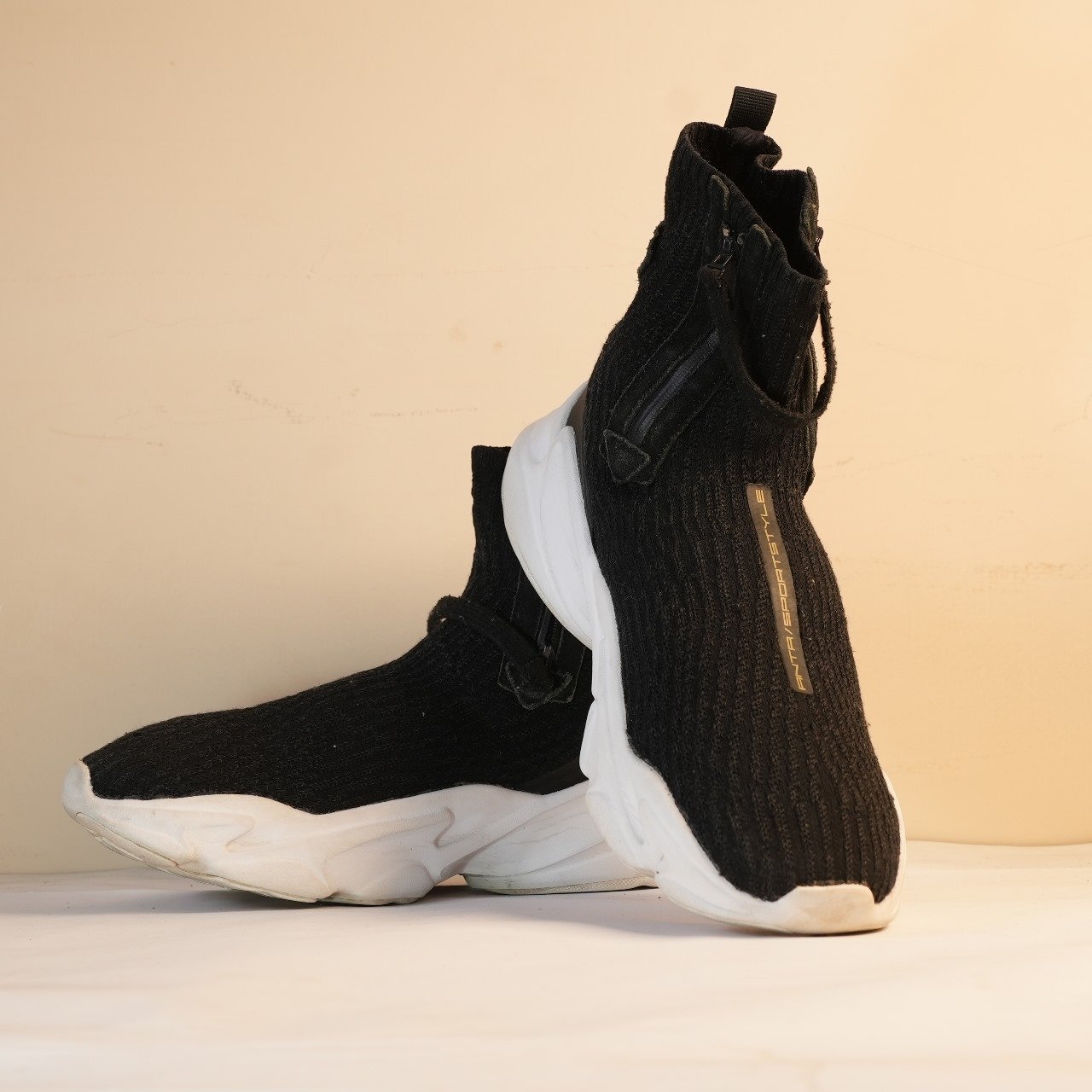 Anta mens Anta Zip Sock Collar High Top Sneakers